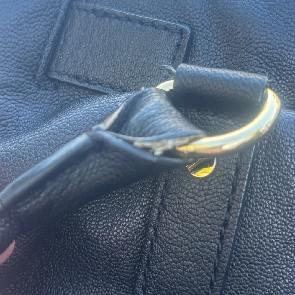 Michael Kors Hamilton Black Leather Tote with Gold-Tone Accents